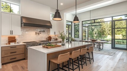 A modern kitchen island with clean lines and a minimalist design, offering timeless appeal. 