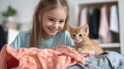 Obraz premium girl with cat