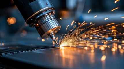 Industrial Robot Arm Welding Metal Sparks Precision Manufacturing Technology