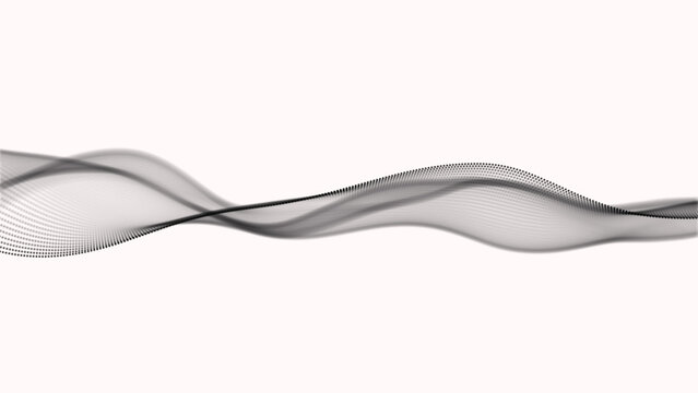Flowing Dot flowing black bolor Wave halftone gradient pattern on transparent white background.