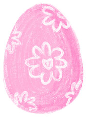 Hand-drawn pink easter egg with floral design