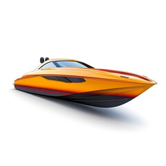 Luxury Yacht: An elegantly designed orange yacht showcases a sleek profile with clean lines and a captivating color scheme, ready to glide through the ocean.