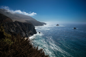 Dramatic coastal cliffs meet the Pacific Ocean in Big Sur, California