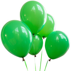 Green balloons isolated on transparent background