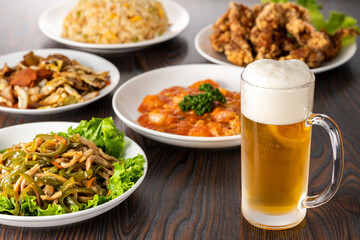 中華料理とビール