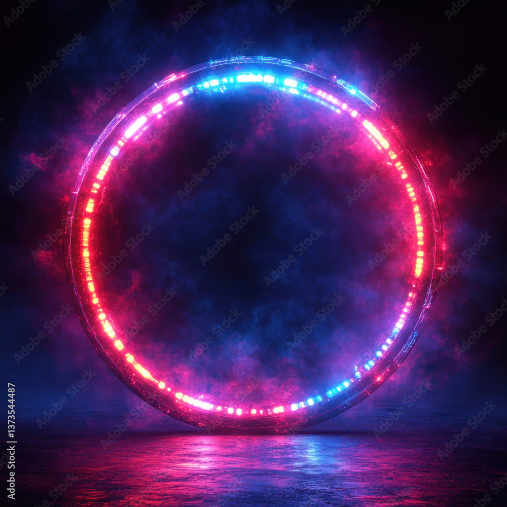 Wall mural abstract background with space elements and glowing light and the circle