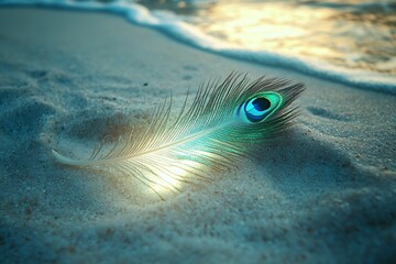 a glowing peacock feather