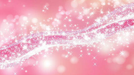 ピンクとゴールドの輝く光ときらめく星の幻想的な背景キラキラライトアップ
