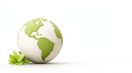 Fototapeta premium A stylized globe with green continents rests on a light background, symbolizing environmental awareness and sustainability.