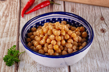 Boiled chickpea beans in the bowl