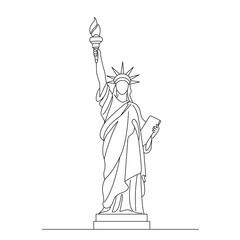 Linear Statue of Liberty in New York in America. vector illustration continuous line on white background © Higher than clouds