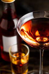 Elegant luxury cocktail in front of dark background