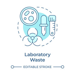 Laboratory waste soft blue concept icon. Microbiological cultures. Biohazard, infection. Round shape line illustration. Abstract idea. Graphic design. Easy to use in presentation, article