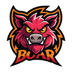 Red Beast Boar Logo - Ferocious Wild Boar Design with Bold Branding