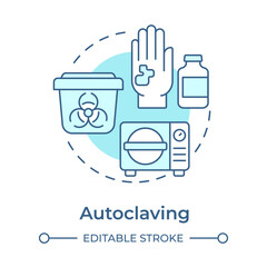 Fototapeta premium Autoclaving soft blue concept icon. Steam sterilization. Infectious waste. biohazard. Round shape line illustration. Abstract idea. Graphic design. Easy to use in presentation, article
