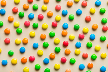 colorful candies as background top view. Seamless pattern with candy. Many sweet candies close-up