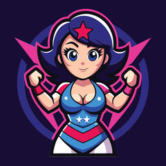 Dynamic Female Superhero Logo - Character in a Futuristic Suit, Vector Art.