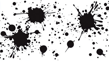 Black ink splatters create artistic background effect