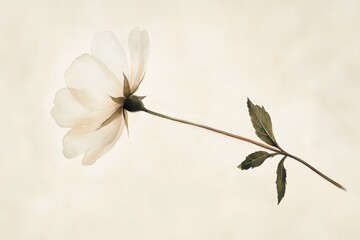 A delicate watercolor painting of a single wildflower with subtle brushstrokes, symbolizing simplicity and natural beauty.