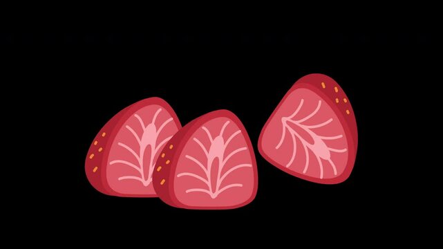 Sliced Strawberry Fresh Organic Fruit animation