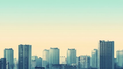 Obraz premium horizon buildings, realistic, far away, mid-rise buildings 