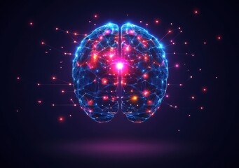 A brain with a red light in the middle