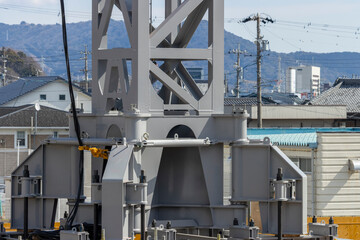 クライミングクレーンの架台の接写。建設現場のイメージ