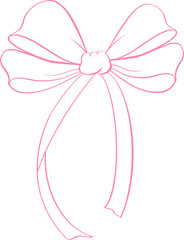 Playful Pink Ribbon Bow Outline Hand Drawn
