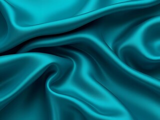 Obraz premium Luxurious Teal Silk Fabric Texture, Wavy Satin Background, Elegant Textile Surface, Smooth Decorative Cloth Design.