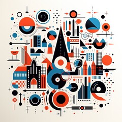 Abstract 80s Inspired Memphis Style Digital Artwork