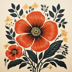 Mid-Century Modern Sun Print with Geometric Shapes