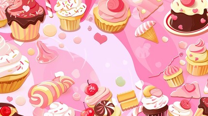 Indulge in a World of Adorable Delights with Cute Cartoon Candy and Dessert Backgrounds! These charming backdrops are a surefire way to add a touch of playfulness and sweetness to any project. Whether