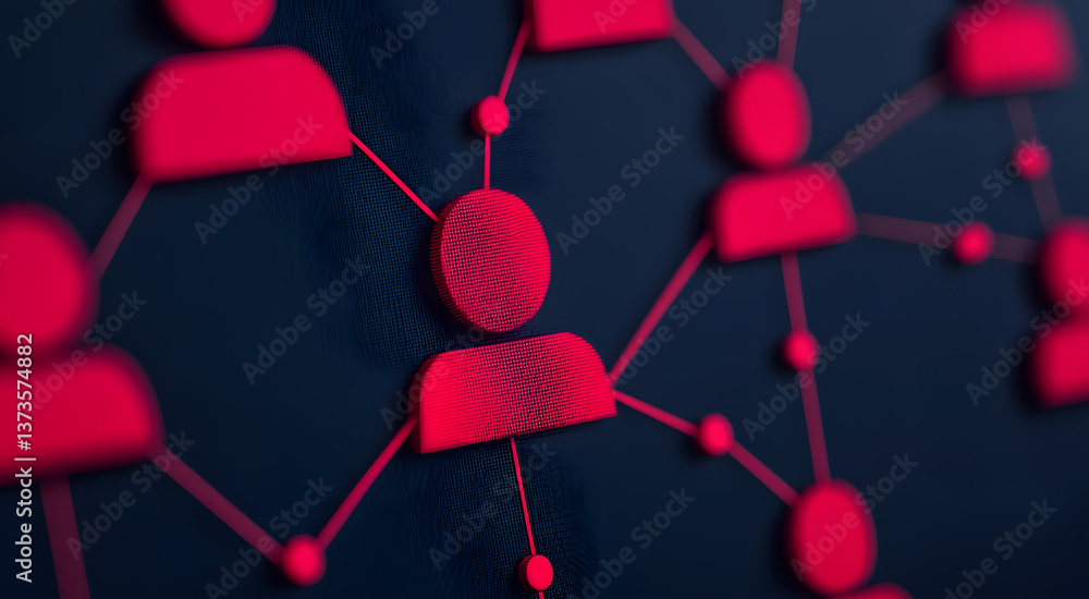 Poster a vibrant illustration of interconnected figures, representing a complex web of connections in a dyn