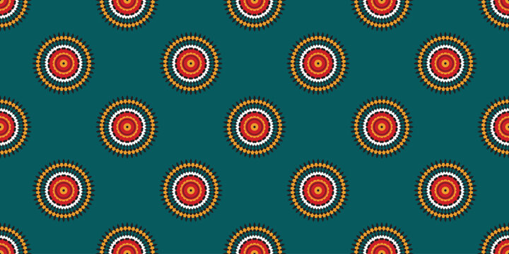 African ethnic traditional native pattern. Seamless pattern beautiful Kitenge, chitenge, dutch wax, and Ankara style. Design for carpet, wallpaper, clothing, wrapping, fabric, cover, dress. Vector