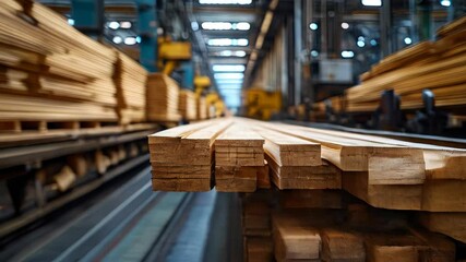 video of Manufacturing of new products at the factory using modern technologies, including the drying of wooden pine planks