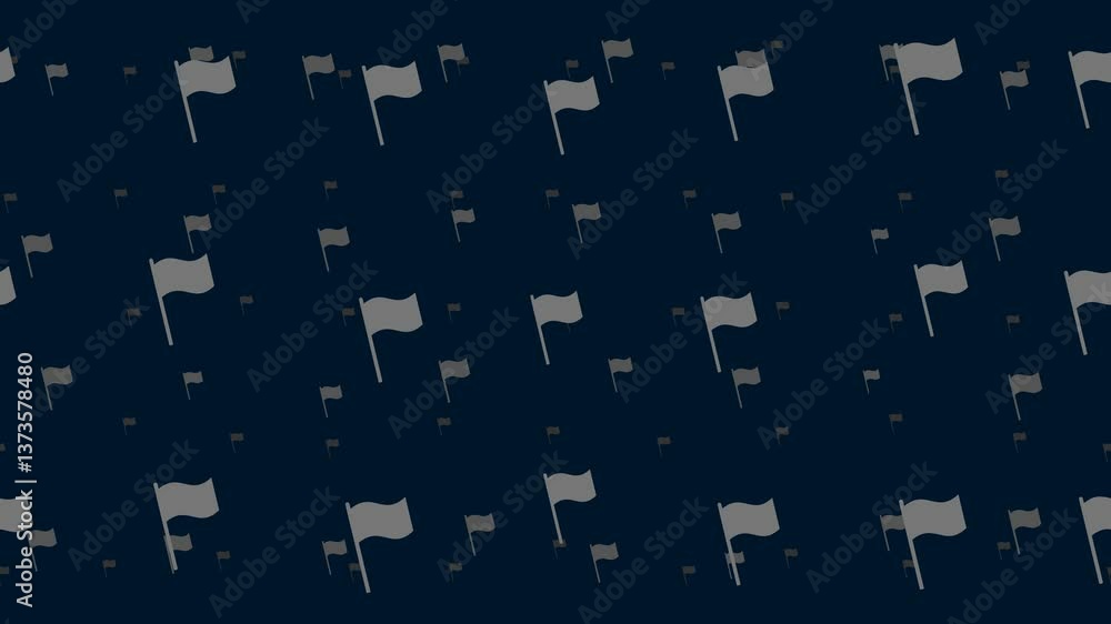 Poster flag symbols float horizontally from left to right. parallax fly effect. floating symbols are locate