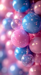 Fototapeta premium Pink & Blue Balloons, Festive Decor