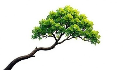 Single isolated tree branch on white background, wood grain, trees