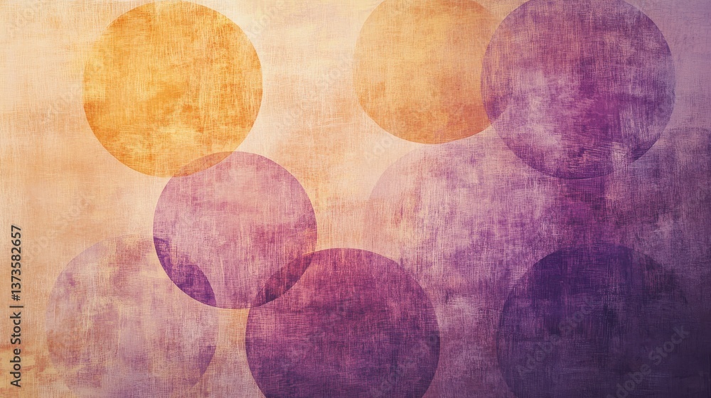 Aufkleber soft gradient art created with pencil strokes blending purple and orange circles against a textured 