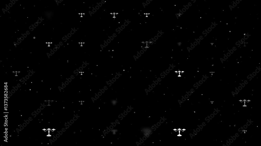 Poster template animation of evenly spaced candlestick symbols of different sizes and opacity. animation of