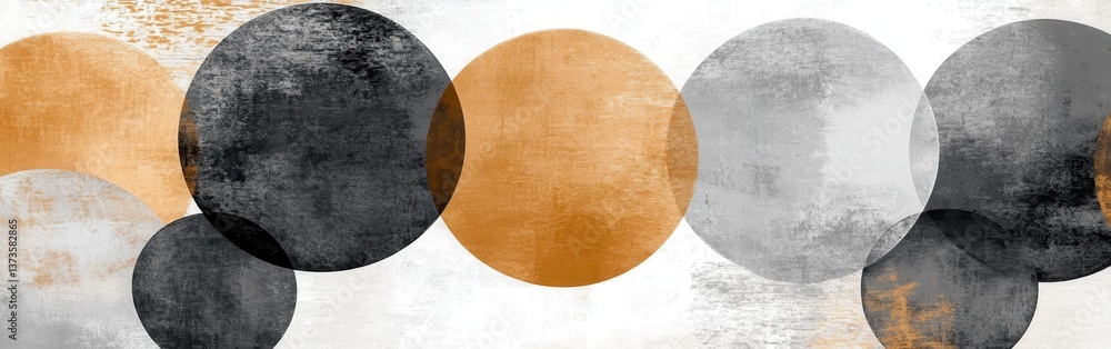 Poster soft pencil strokes create circles in pastel amber with textured contrasts on a light background