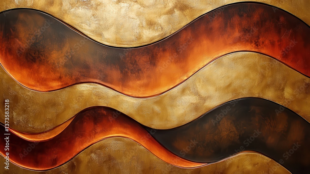 Aufkleber fluid bronze gold patterns create an elegant abstract design with smooth curves and textured surface