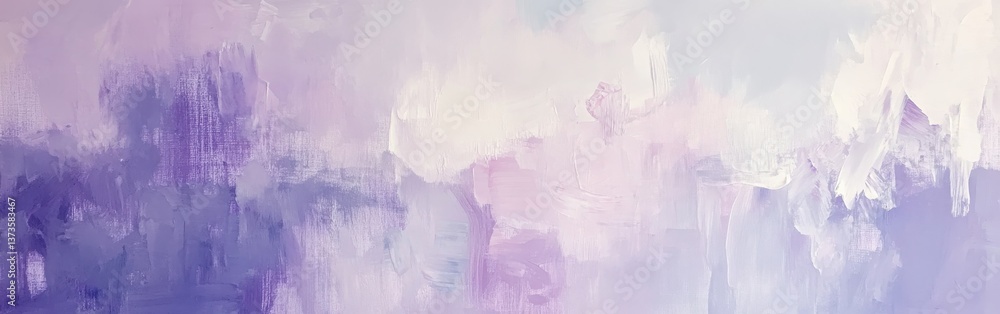 Poster pastel lavender and pink chaotic brush marks create a dreamy abstract landscape capturing emotional 
