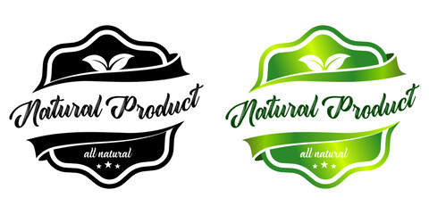 Elegant 'Natural Product' Label Designs with Decorative Border and Leaf Motif