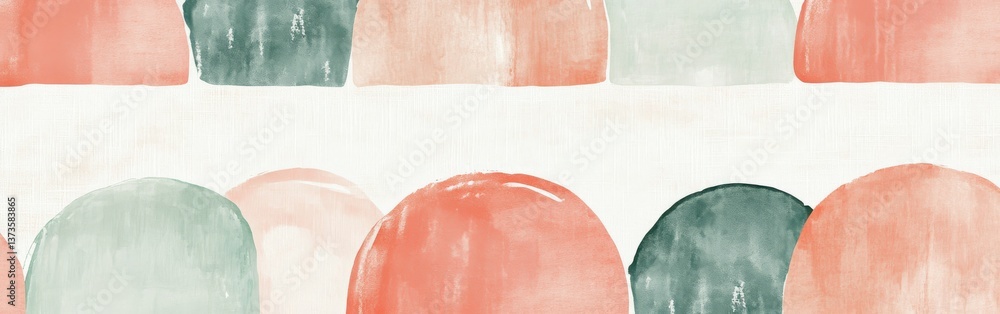 Fototapete Minimalist half-circles created with pencil strokes in soft colors highlighting abstract design principles
