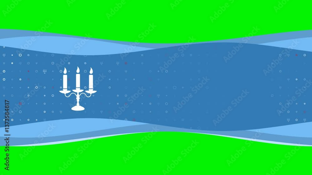 Poster animation of blue banner waves movement with white candlestick with candles symbol on the left. on t