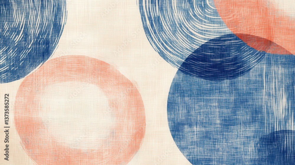 Leinwandbilder Elegant gradient of pencil strokes forming circles on a textured background in soft colors