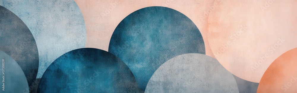 Poster elegant gradient pencil strokes featuring soft circles in shades of blue and peach