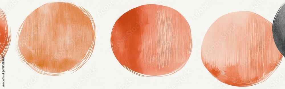 Aufkleber Elegant pencil strokes create muted coral circles across a soft background for artistic inspiration and design