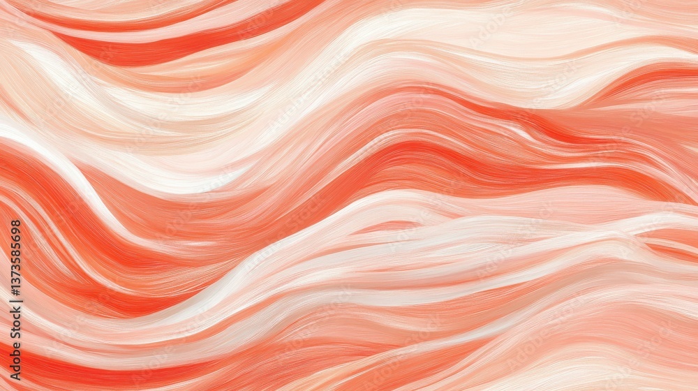Poster Elegant pastel coral strokes create a tranquil backdrop emphasizing soft waves and flowing lines in vibrant hues